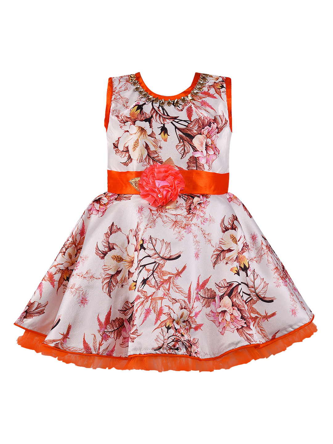 

Wish Karo Girls White Printed Fit and Flare Dress