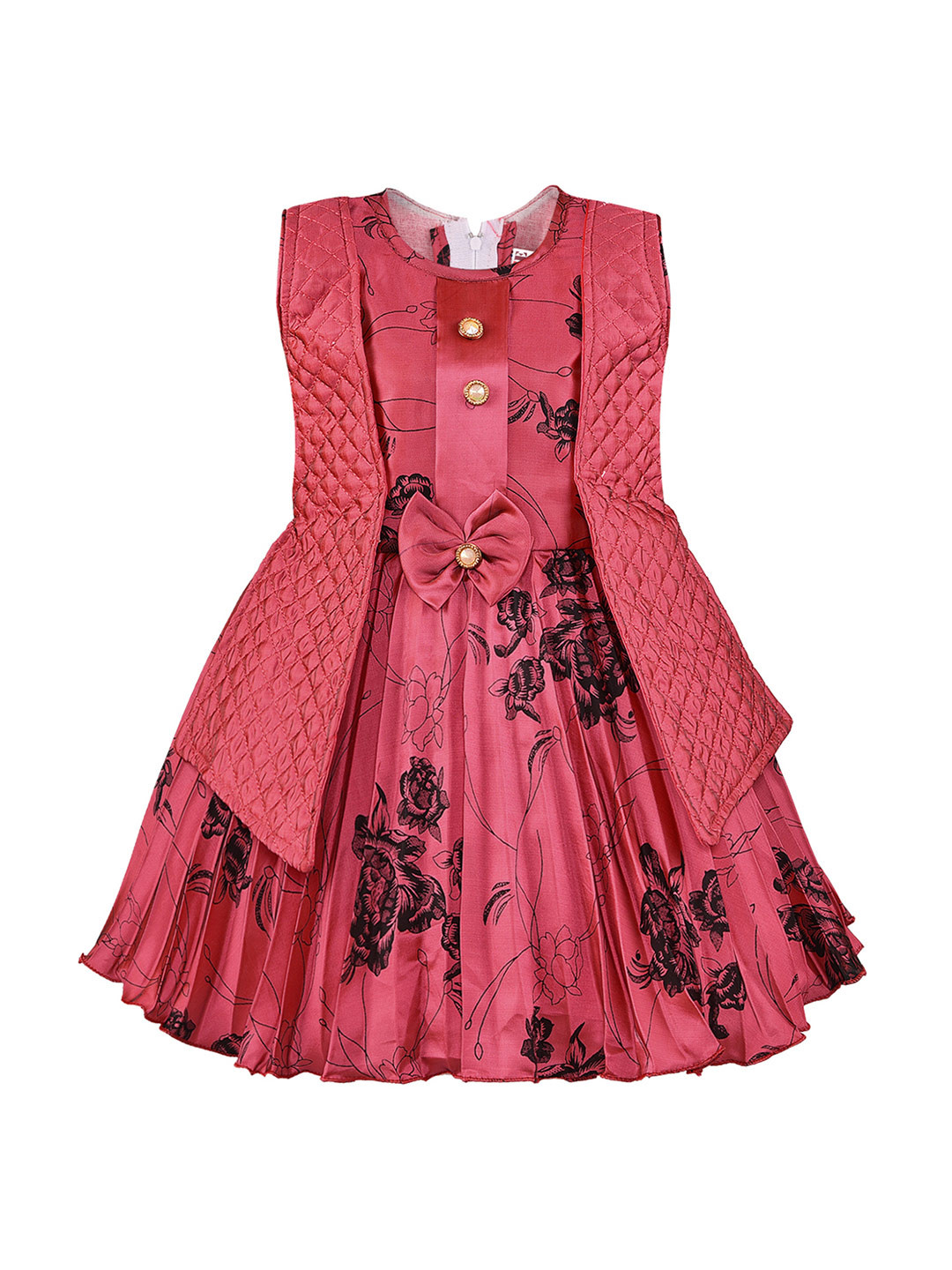 

Wish Karo Girls Red Printed Fit and Flare Dress