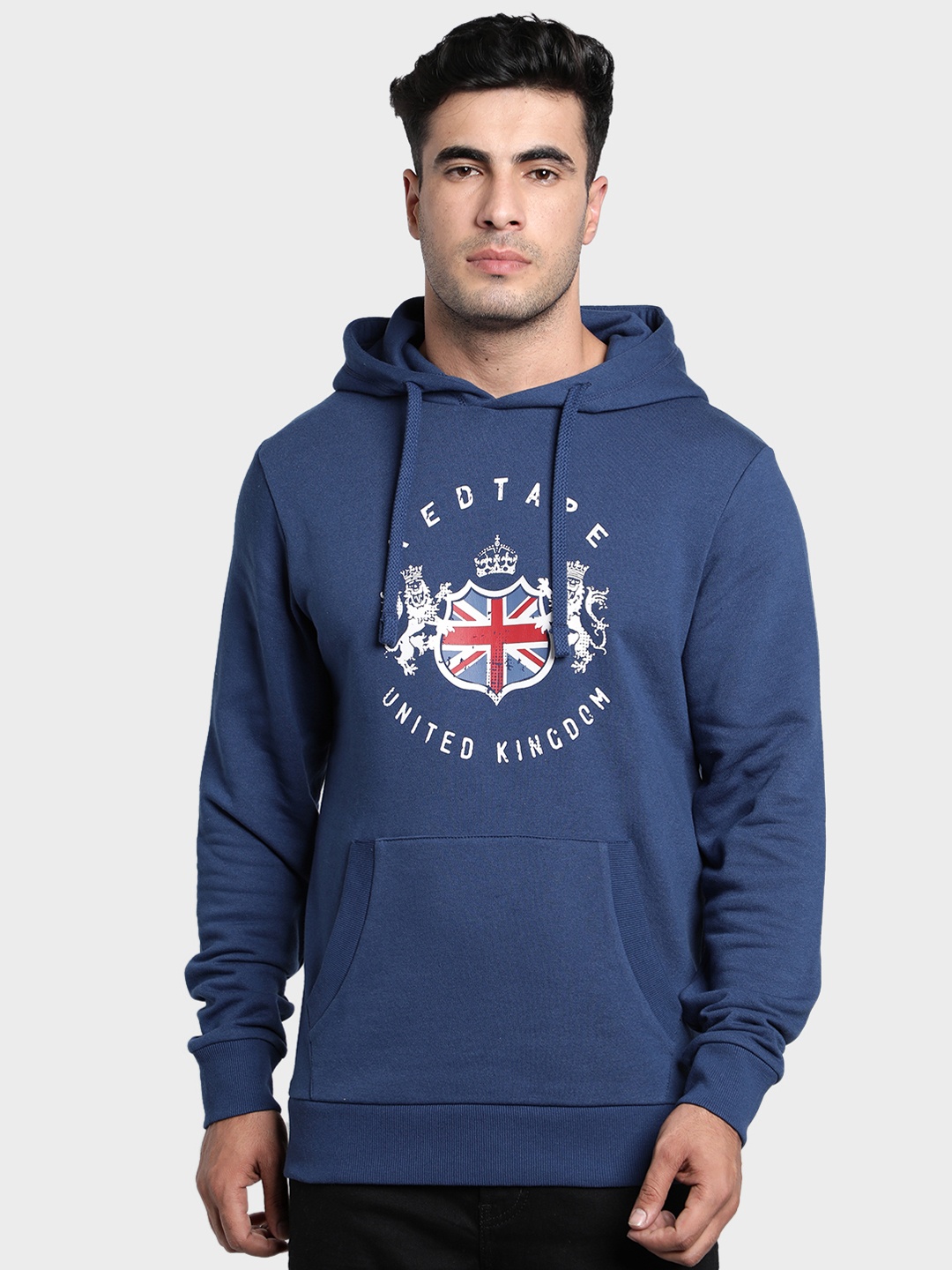 

Red Tape Men Blue Printed Hooded Sweatshirt