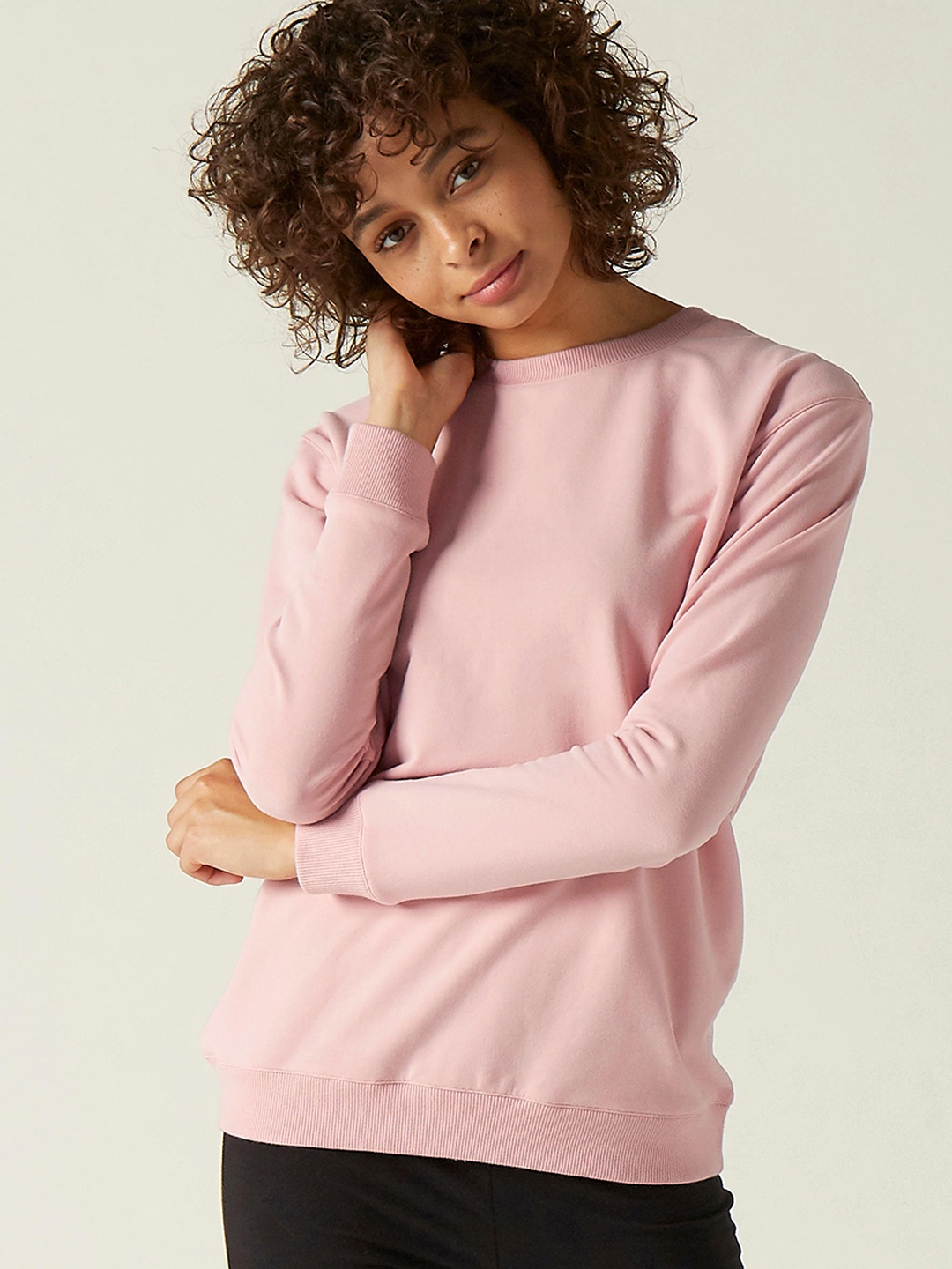 

NYAMBA By Decathlon Women Pink Solid Sweatshirt