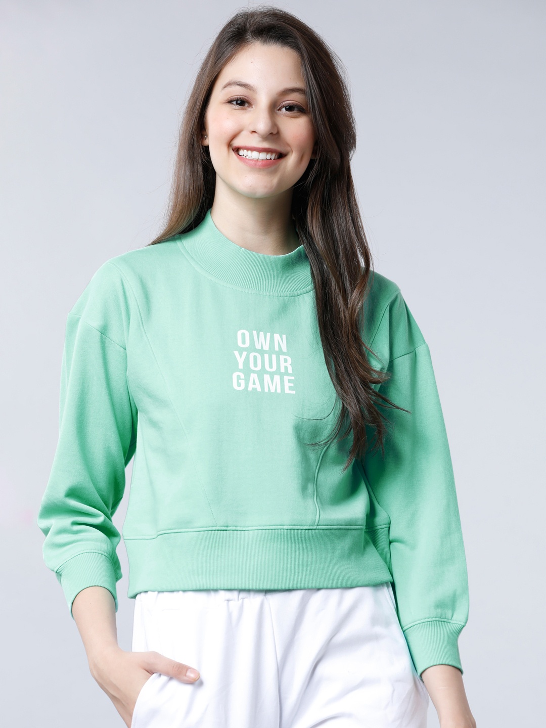 

Tokyo Talkies Women Green Printed Sweatshirt