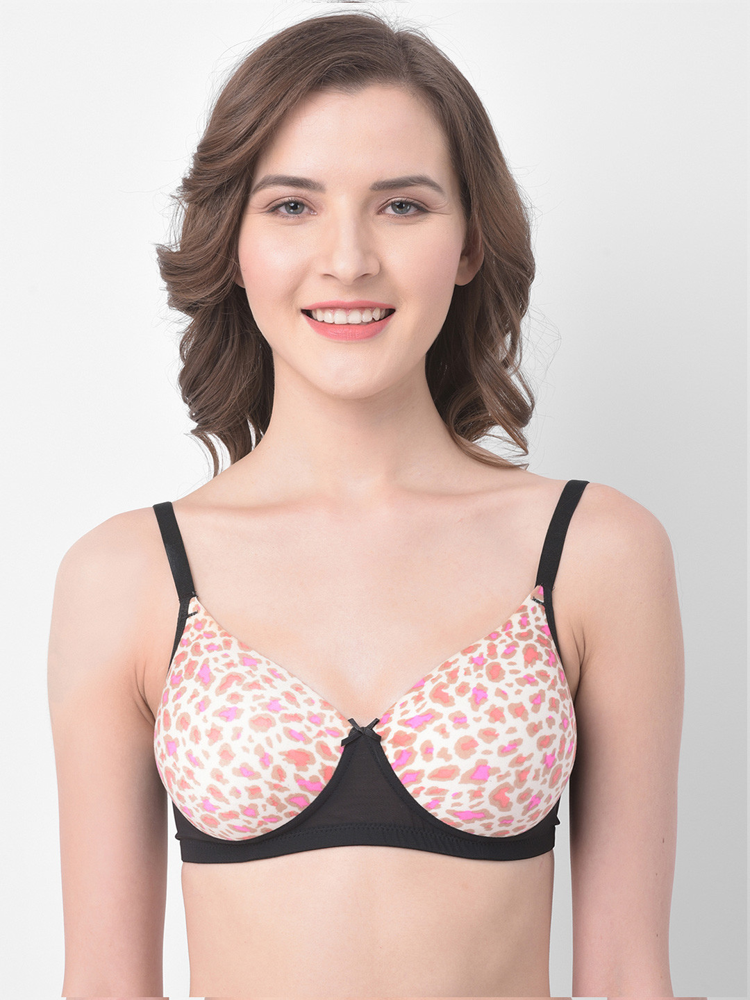 

Clovia Multicoloured Printed Non-Wired Lightly Padded T-shirt Bra, Multi