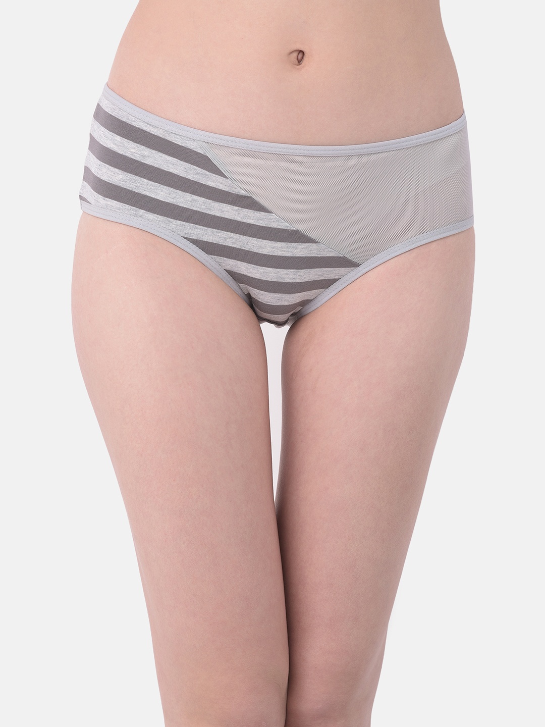 

Clovia Women Grey Striped Hipster Briefs PN3291O01L