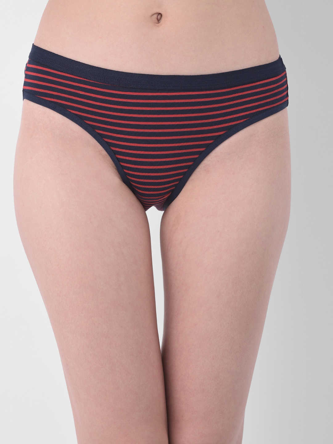 

Clovia Women Red & Blue Striped Basic Briefs PN3344I04S