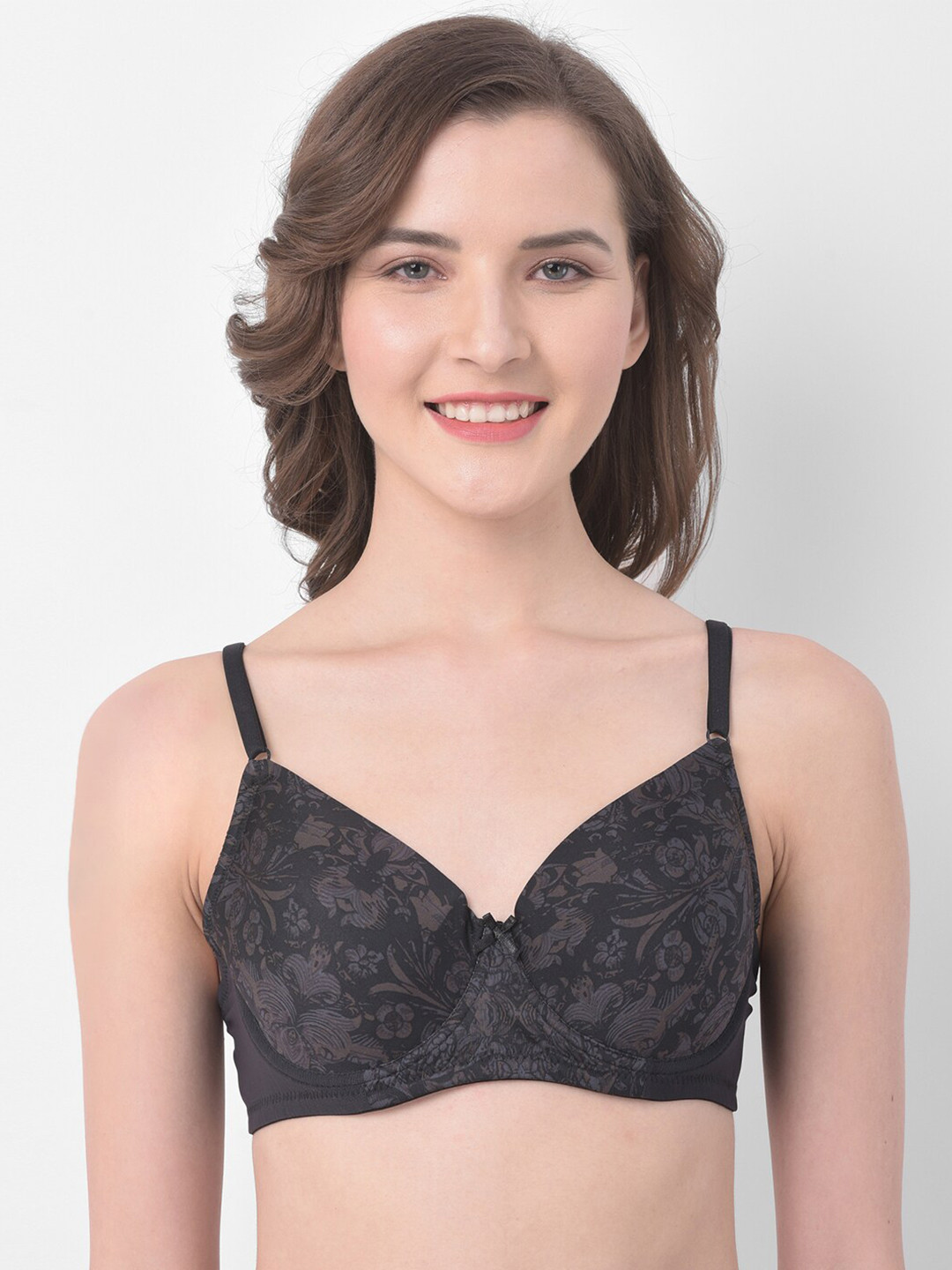 

Clovia Black Printed Underwired Lightly Padded T-shirt Bra BR2036M1332B