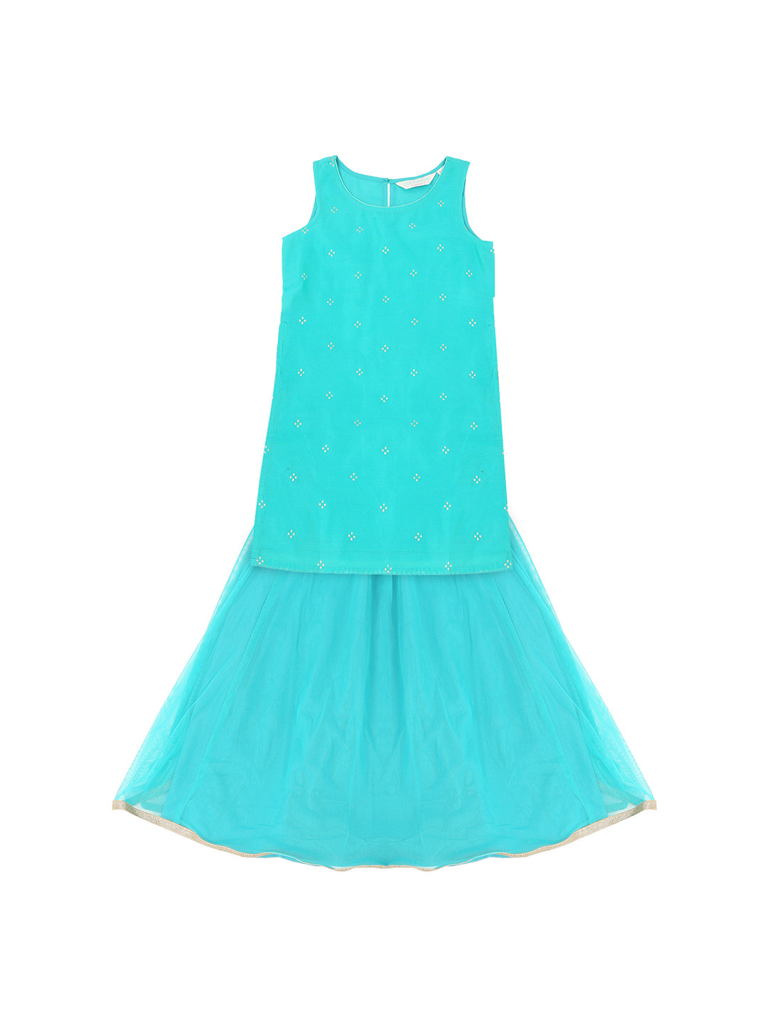 

AKKRITI BY PANTALOONS Turquoise Blue Ready to Wear Lehenga with Blouse