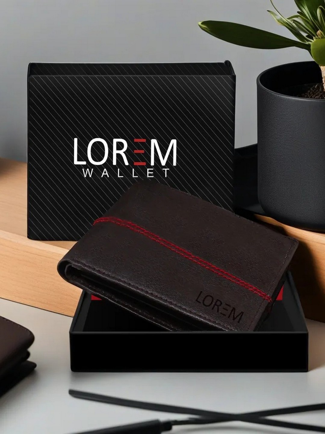 

LOREM Men Brown Textured Two Fold Wallet