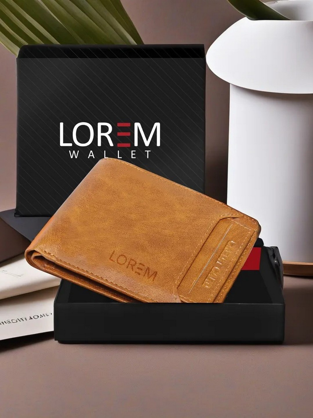 

LOREM Men Orange Textured Two Fold Wallet