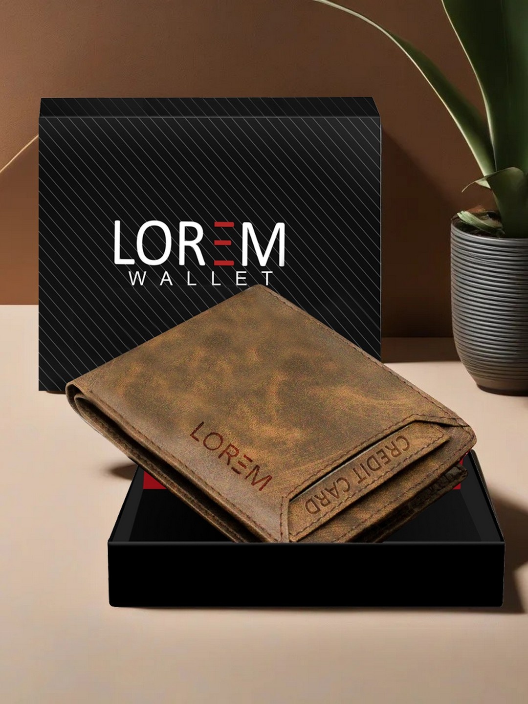 

LOREM Men Brown Textured Two Fold Wallet