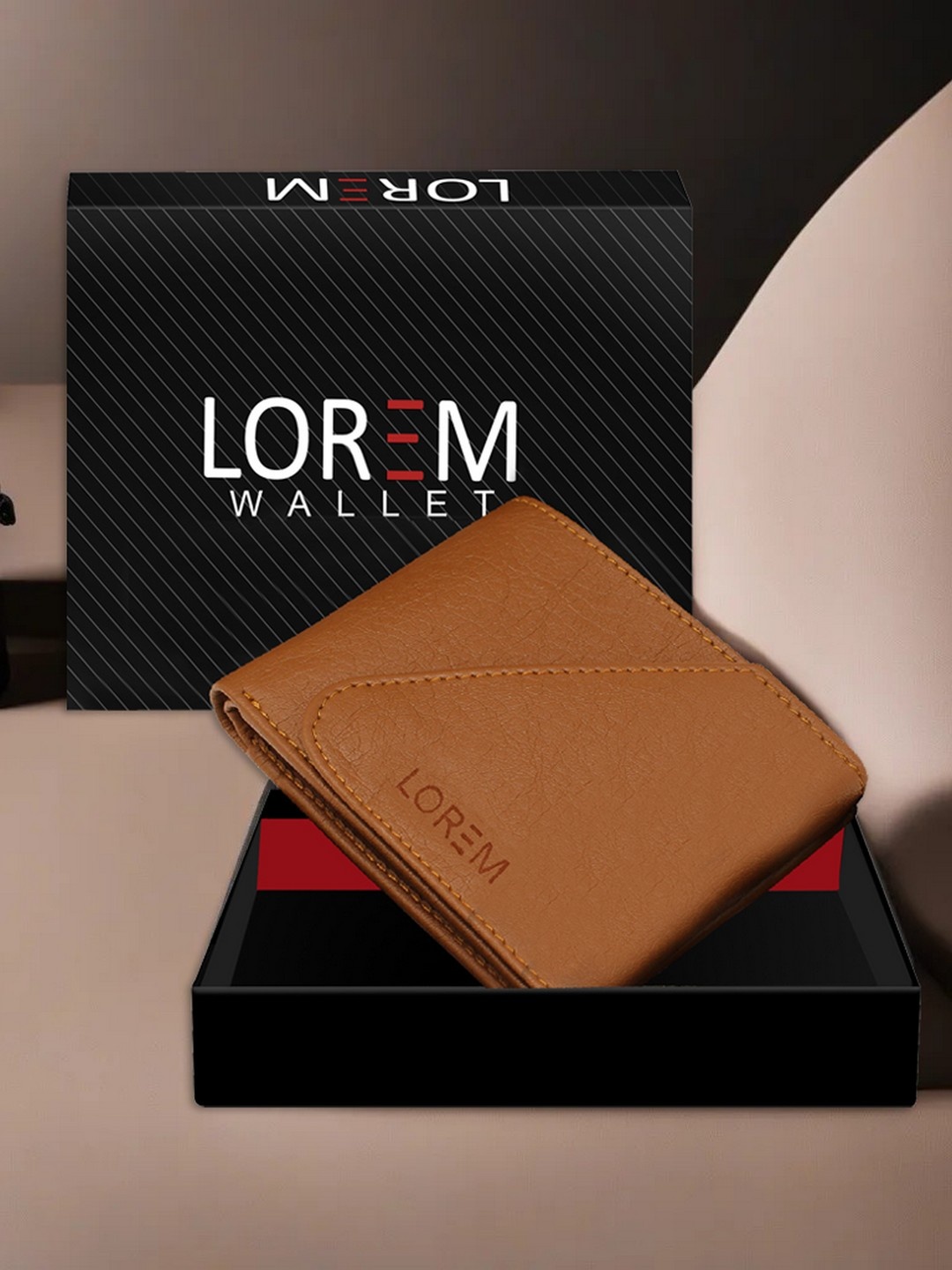 

LOREM Men Tan Solid Three Fold Wallet