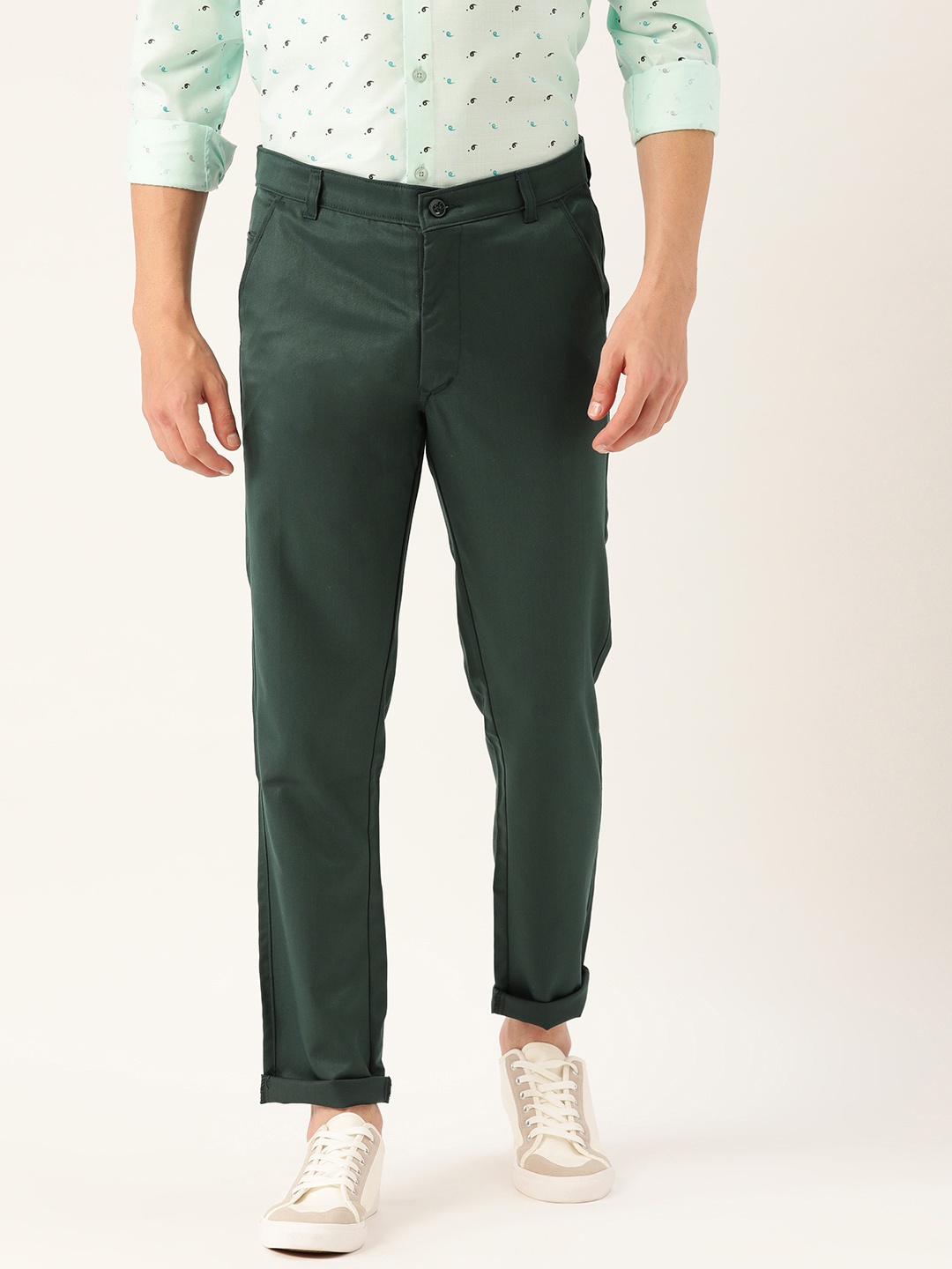 

SOJANYA Men Green Smart Regular Fit Solid Trousers