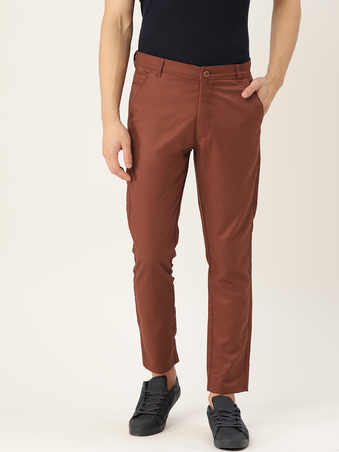 

SOJANYA Men Rust Brown Smart Regular Fit Solid Trousers