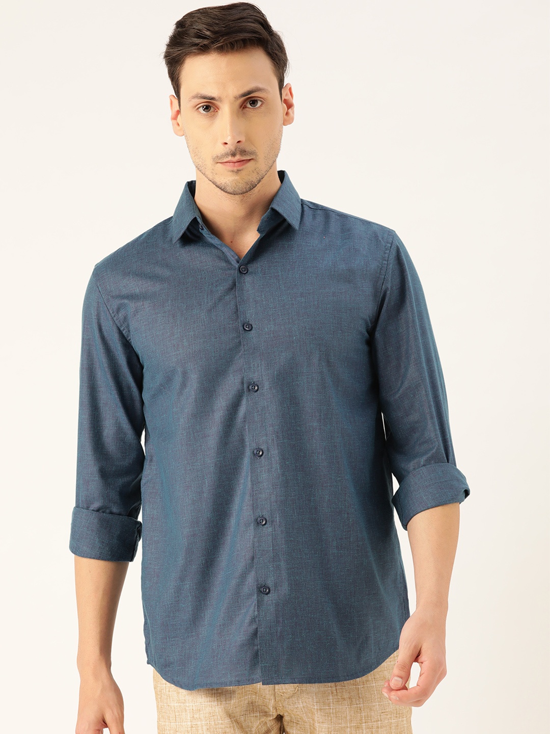 

SOJANYA Men Blue & Purple Classic Regular Fit Self Design Casual Shirt