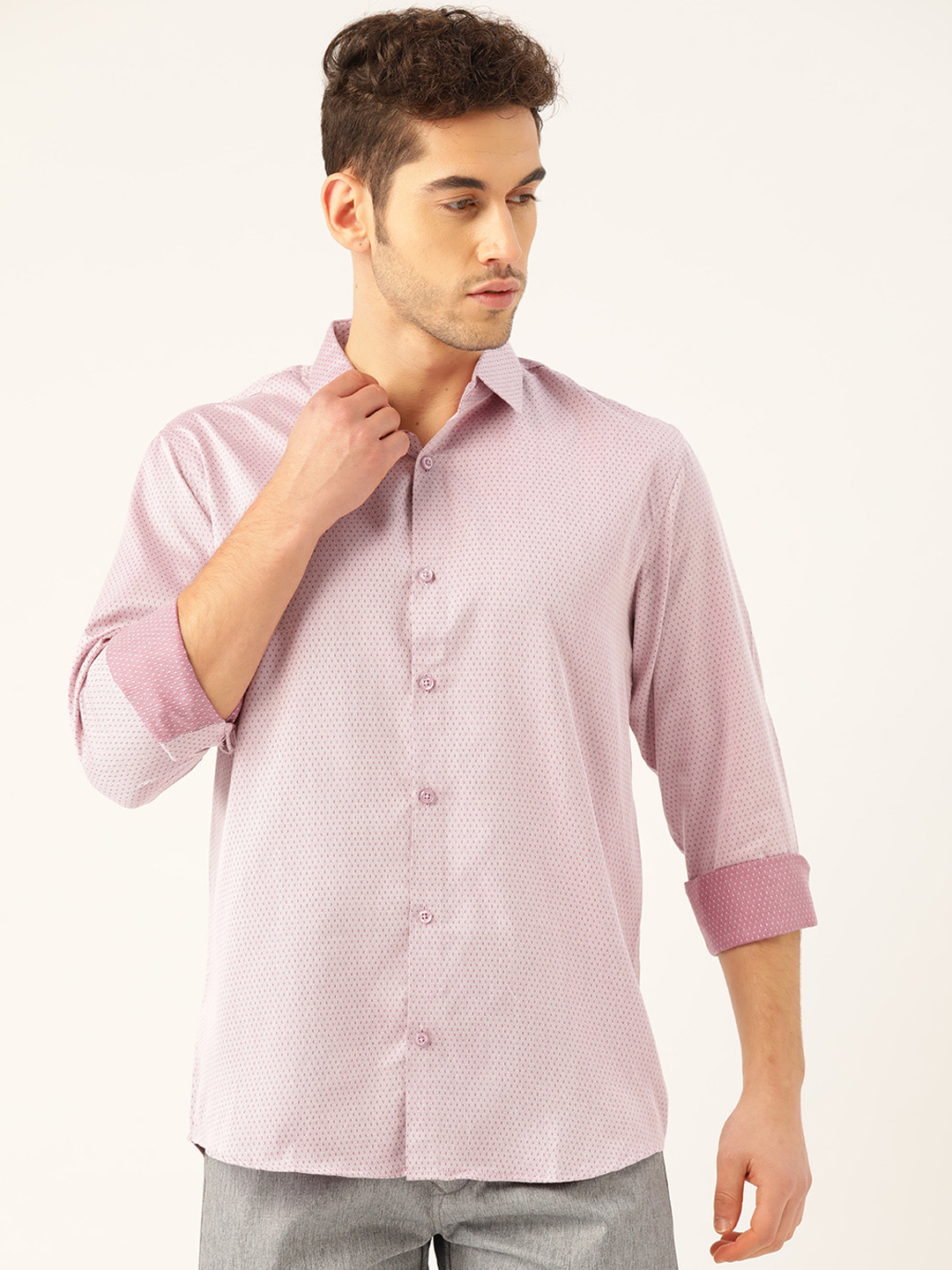 

SOJANYA Men Purple Classic Regular Fit Self Design Casual Shirt