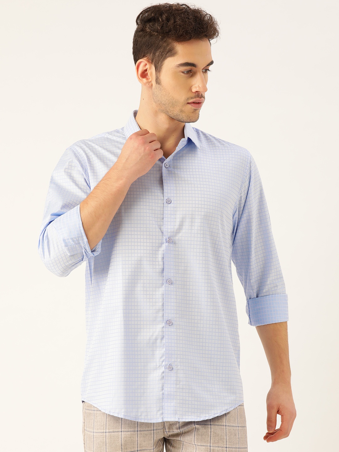 

SOJANYA Men Blue Classic Regular Fit Checked Casual Shirt
