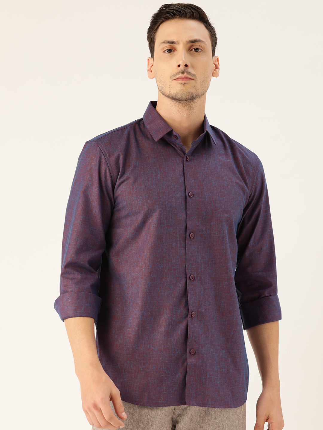 

SOJANYA Men Purple Classic Regular Fit Solid Casual Shirt