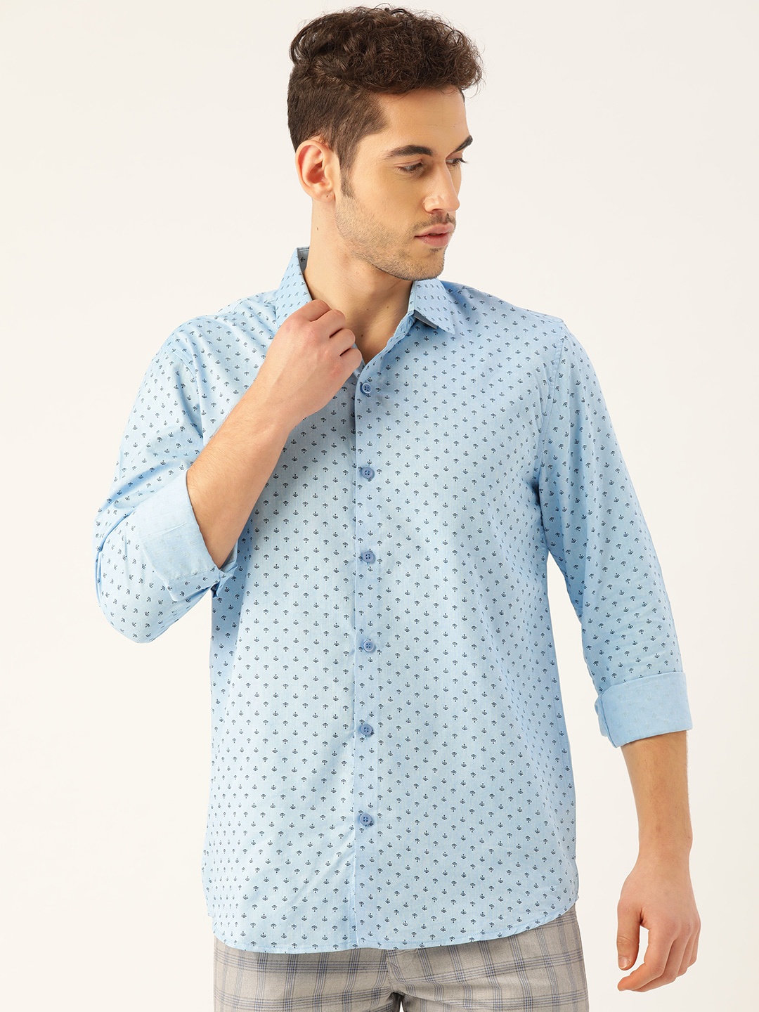 

SOJANYA Men Blue Classic Regular Fit Printed Casual Shirt