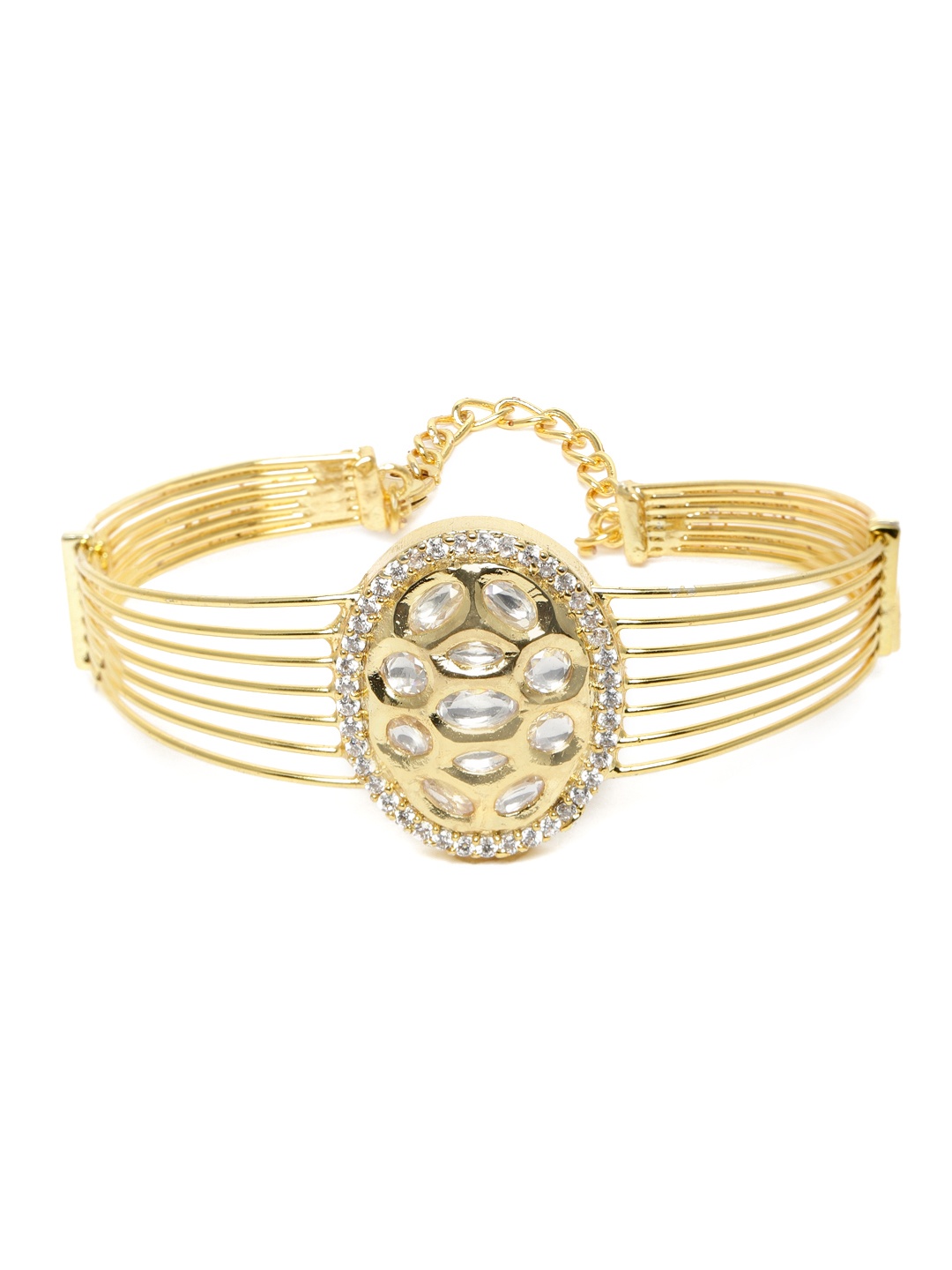 

AccessHer Gold-Plated Kundan Studded Cuff Bracelet