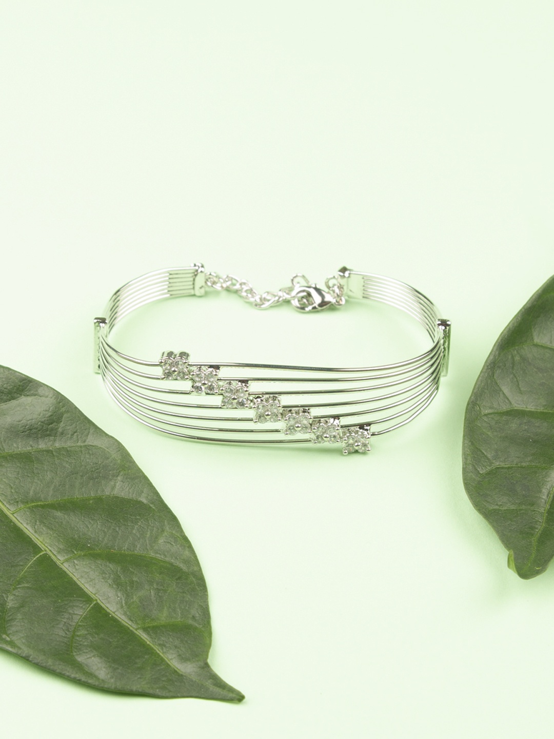 

AccessHer Silver-Plated Studded Cuff Bracelet