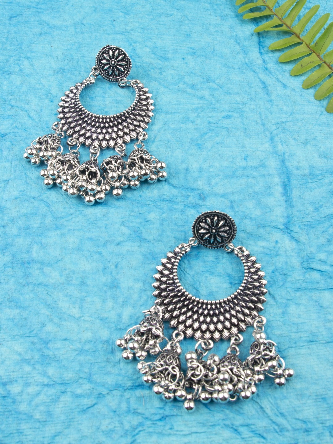 

AccessHer Oxidized Silver-Plated Afghan Jhumka Classic Drop Earrings