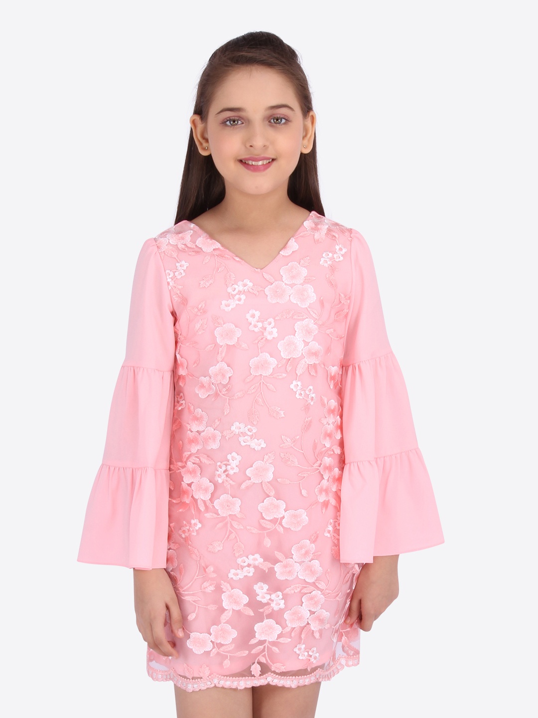 

CUTECUMBER Girls Pink Self Design A-Line Dress