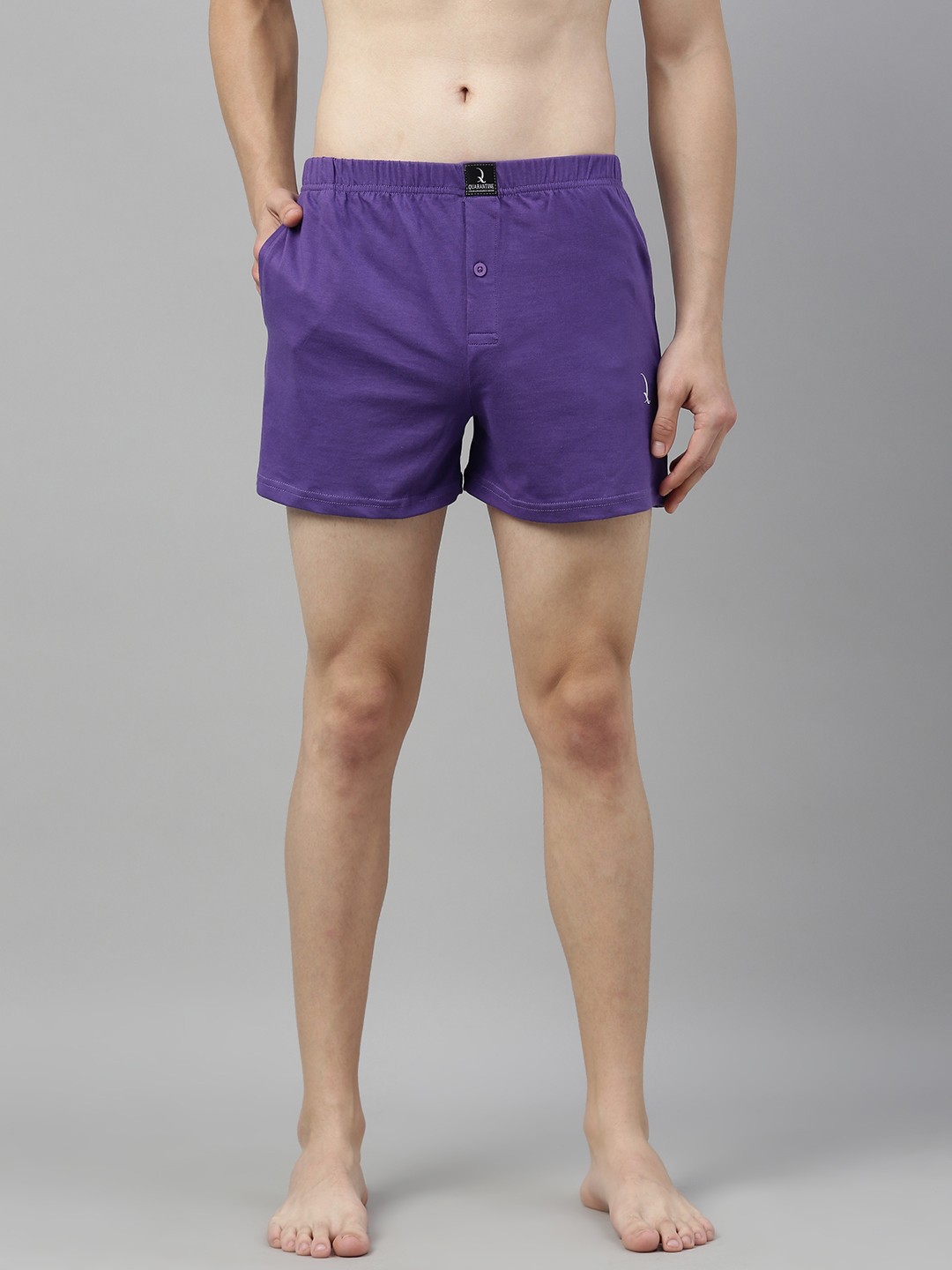 

QUARANTINE Men Purple Solid Pure Cotton Solid Pure Cotton Boxers