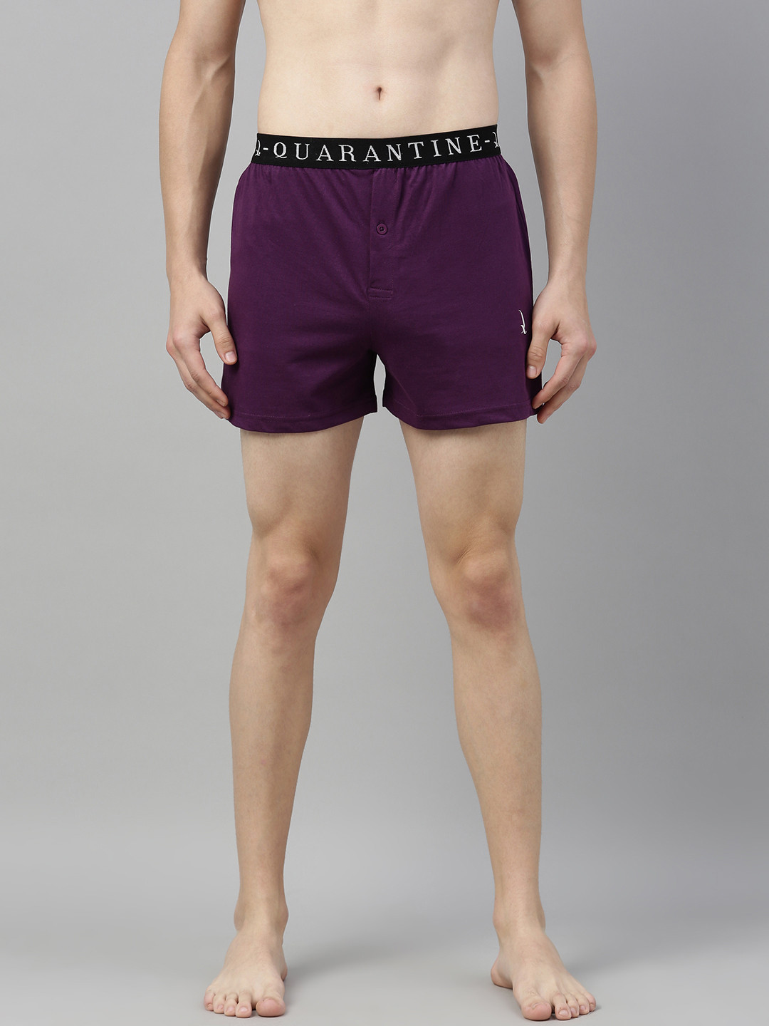 

QUARANTINE Men Purple Solid Pure Cotton Boxers