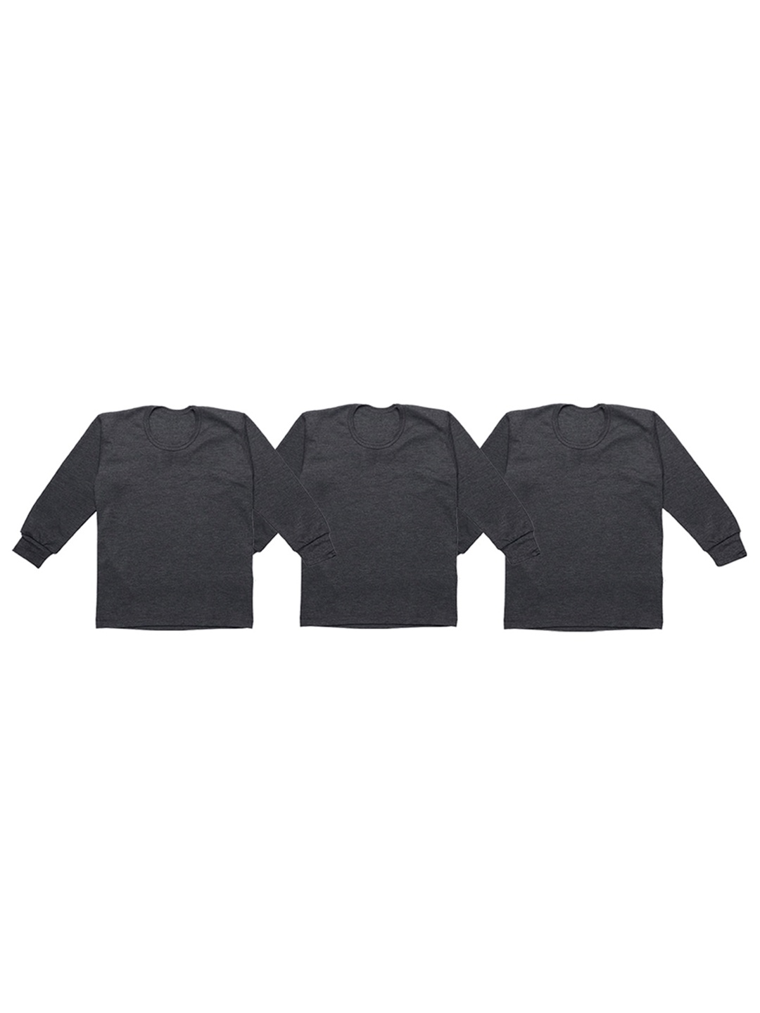

VIMAL JONNEY Infant Kids Pack of 3 Charcoal Grey Solid Thermal Tops