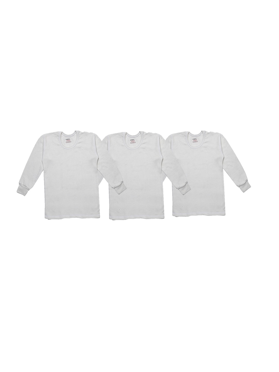 

VIMAL JONNEY Kids Pack of 3 White Solid Thermal Tops