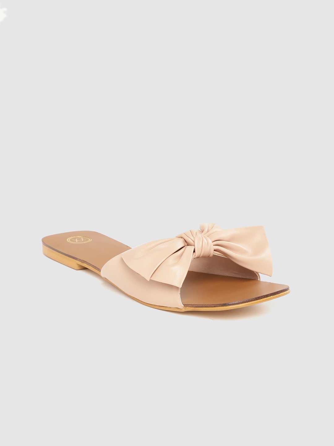 

20Dresses Women Peach-Coloured Solid Open Toe Flats with Bow Detail