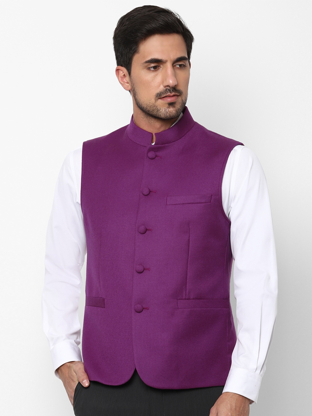 

Allen Solly Women Purple Solid Nehru Jacket