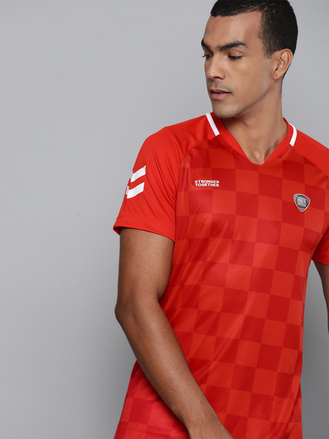 

HRX By Hrithik Roshan Men High Risk Red AOP Rapid-Dry Football Tshirt