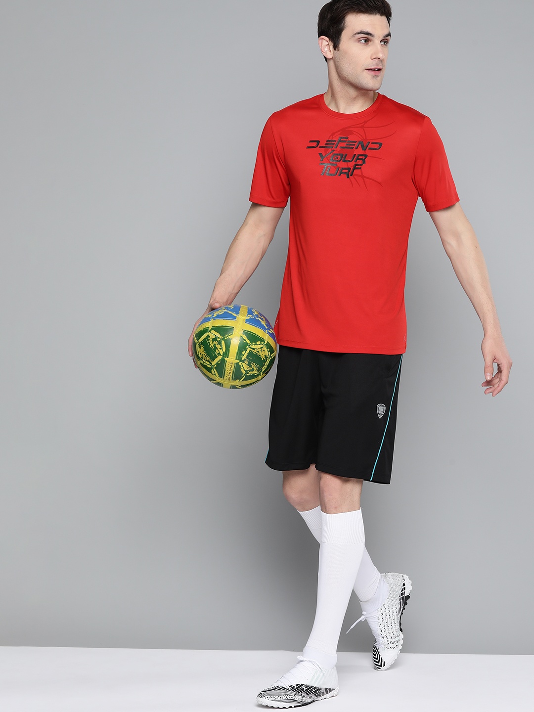 

HRX By Hrithik Roshan Men High Risk Red Typographic Rapid-Dry Football Tshirt