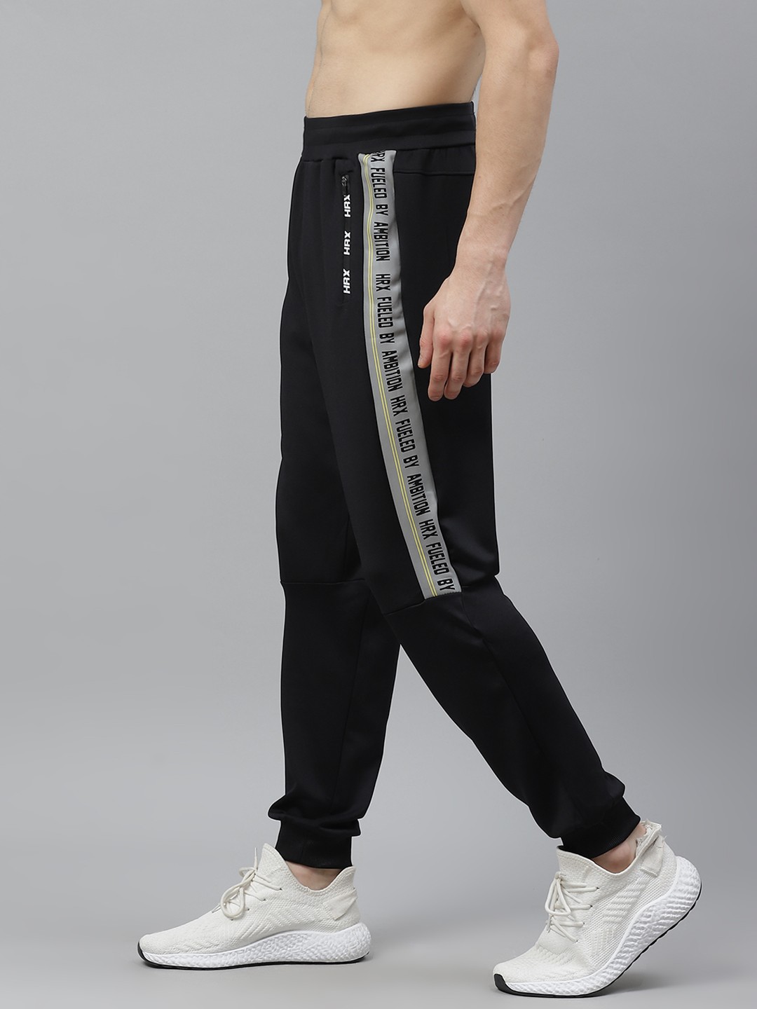 

HRX By Hrithik Roshan Men Jet Black Slim Fit Rapid-Dry Antimicrobial Training Joggers