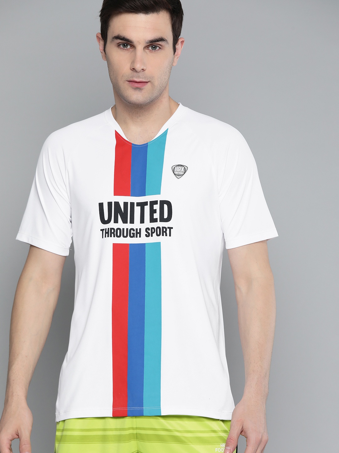 

HRX By Hrithik Roshan Men Optic White Graphic Rapid-Dry Football Tshirt