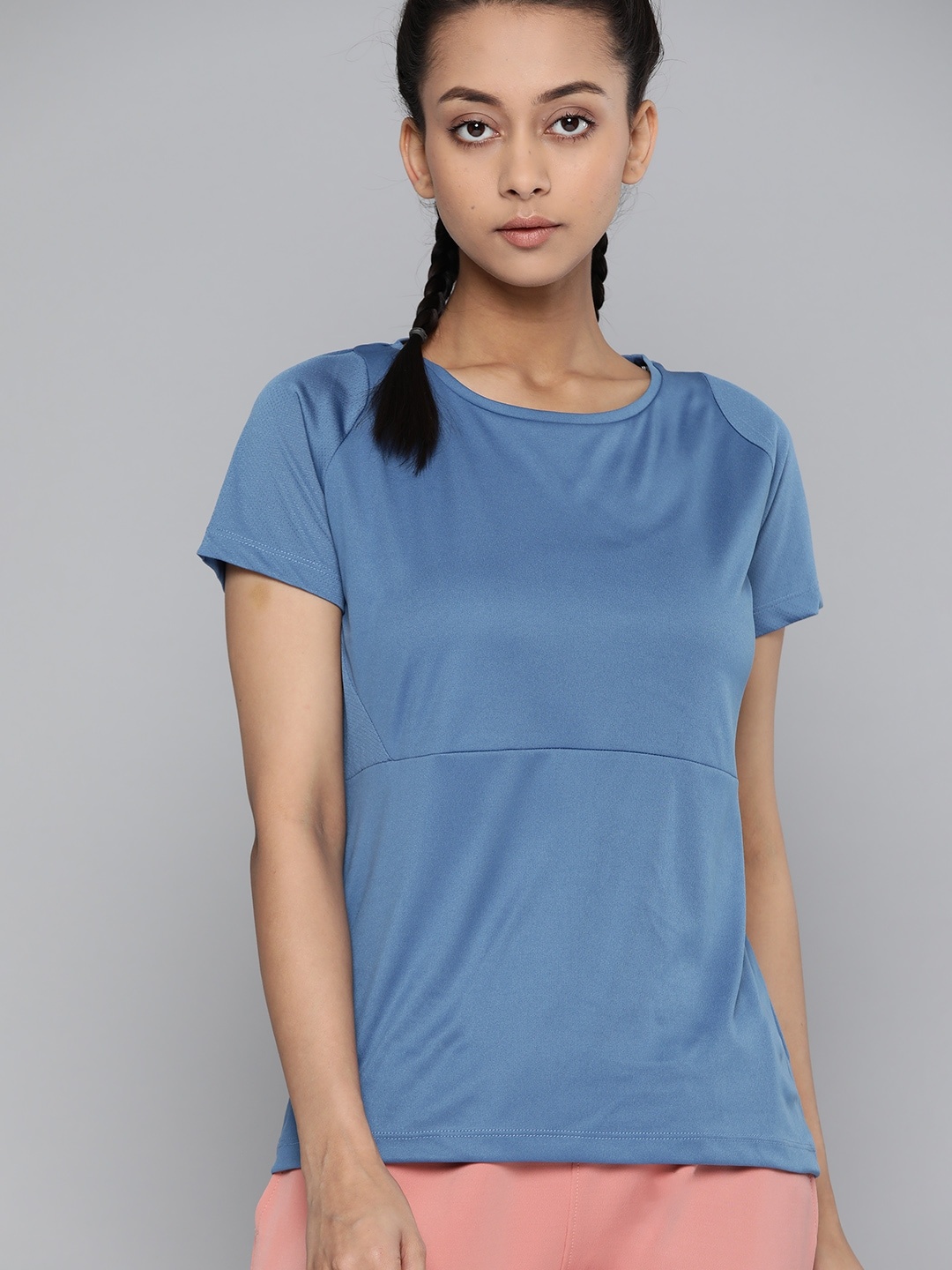 

HRX By Hrithik Roshan Women Blue Horizon Solid Rapid-Dry Antimicrobial Running Tshirt