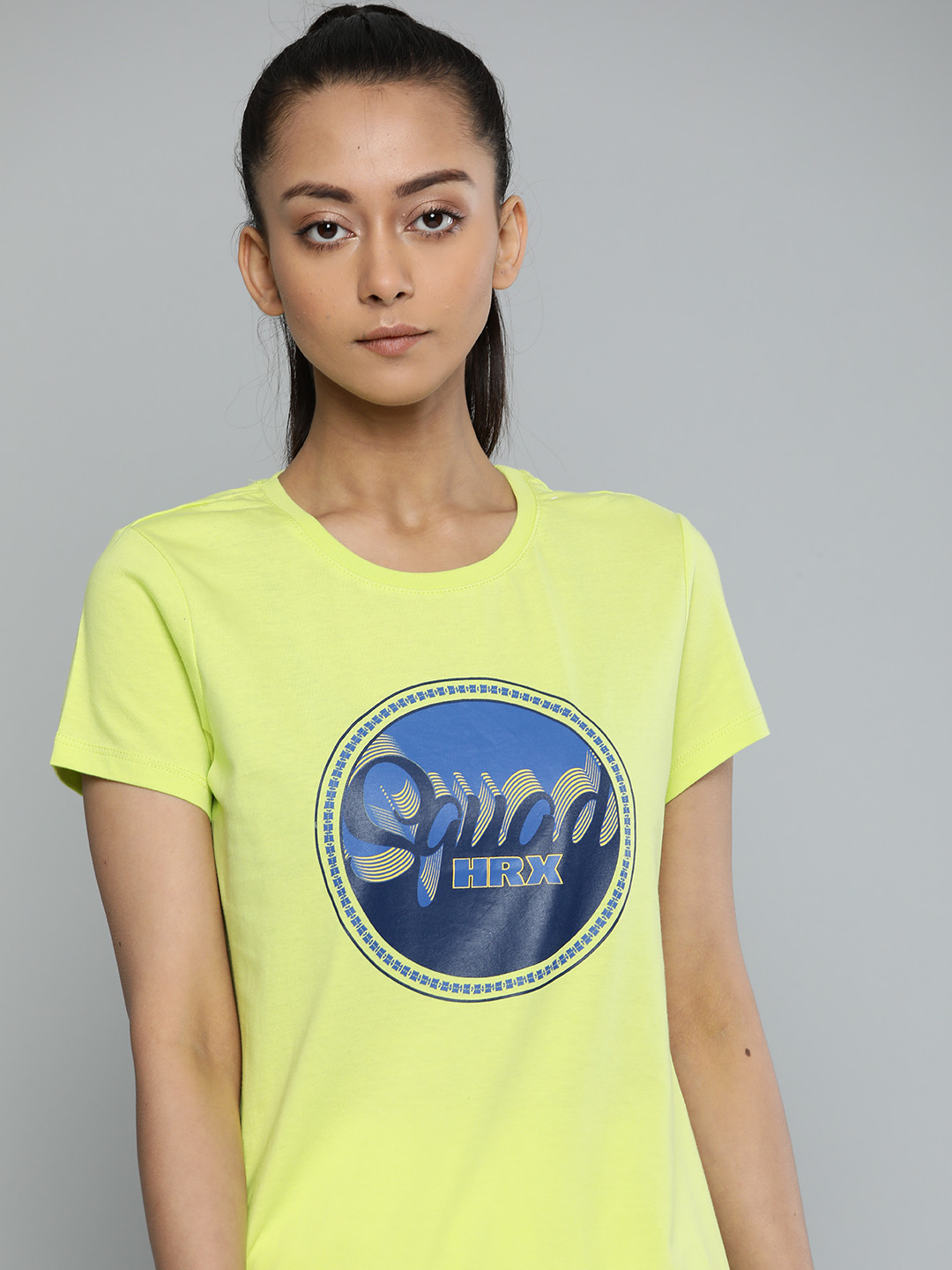 

HRX By Hrithik Roshan Women Wild Lime Solid Bio-Wash Lifestyle Tshirt, Yellow