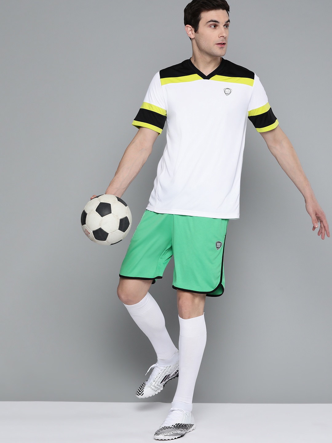 

HRX By Hrithik Roshan Men White Colourblock Rapid-Dry Football Tshirt