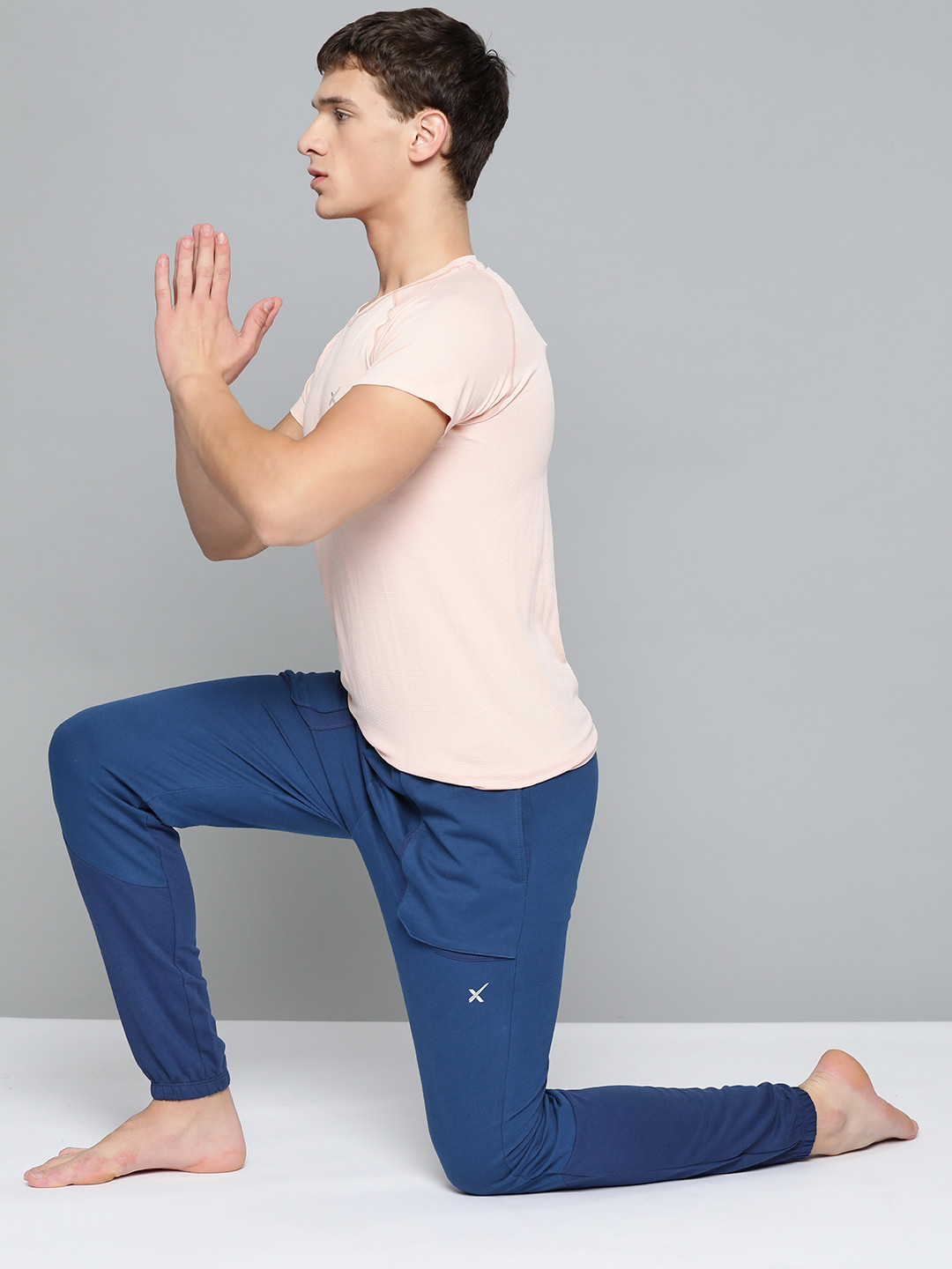 

HRX By Hrithik Roshan Men Estate Blue Colourblock Slim Fit Organic Cotton Antimicrobial Yoga Track Pants