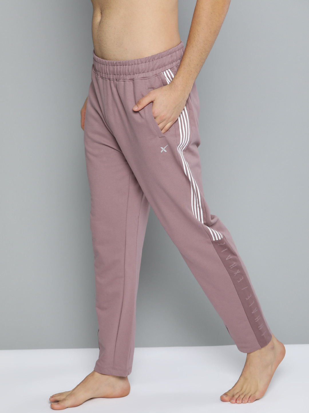 

HRX By Hrithik Roshan Men Mauve Solid Organic Cotton Antimicrobial Yoga Track Pants