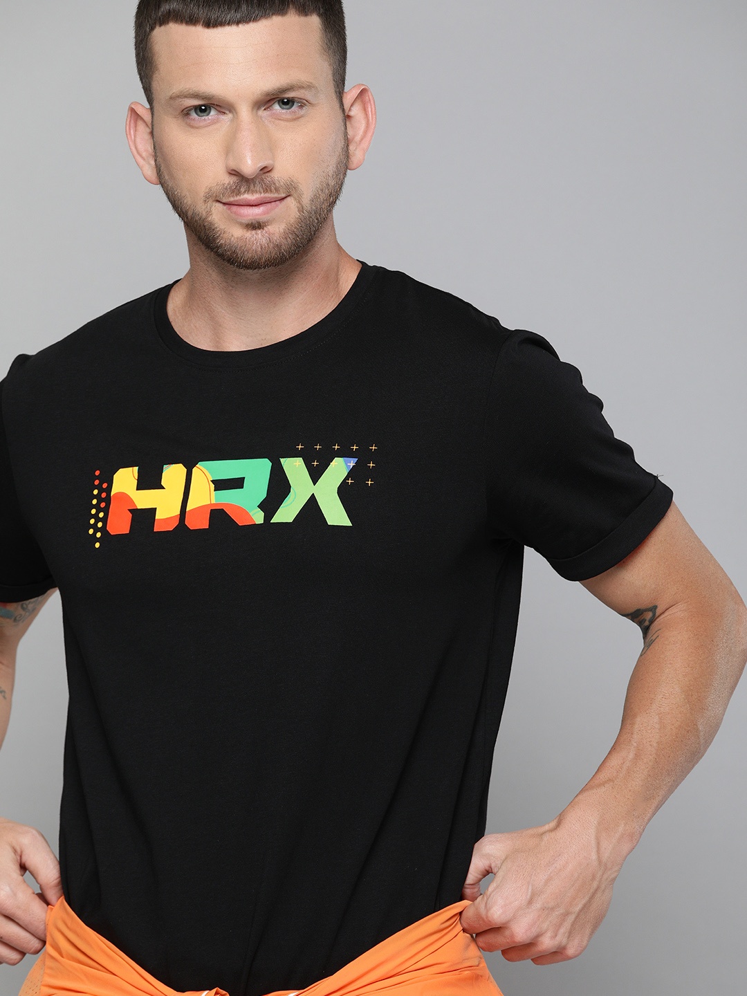 

HRX By Hrithik Roshan Men Jet Black Solid Bio-Wash Lifestyle Tshirt