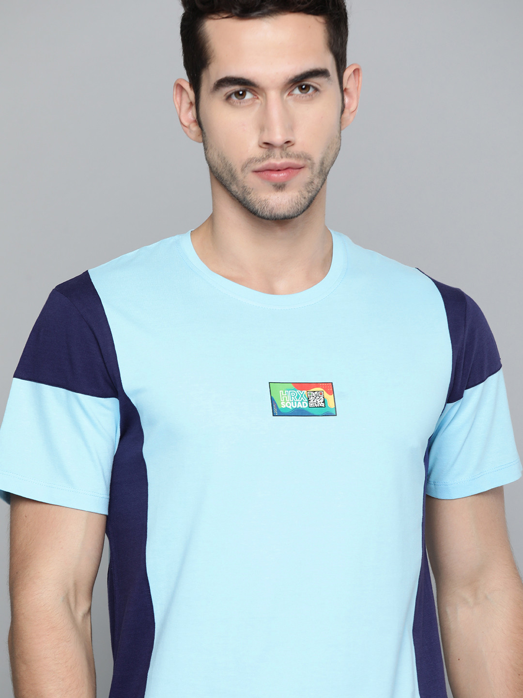 

HRX By Hrithik Roshan Men Crystal Blue , Medival Blue Colourblock Bio-Wash Lifestyle Tshirt