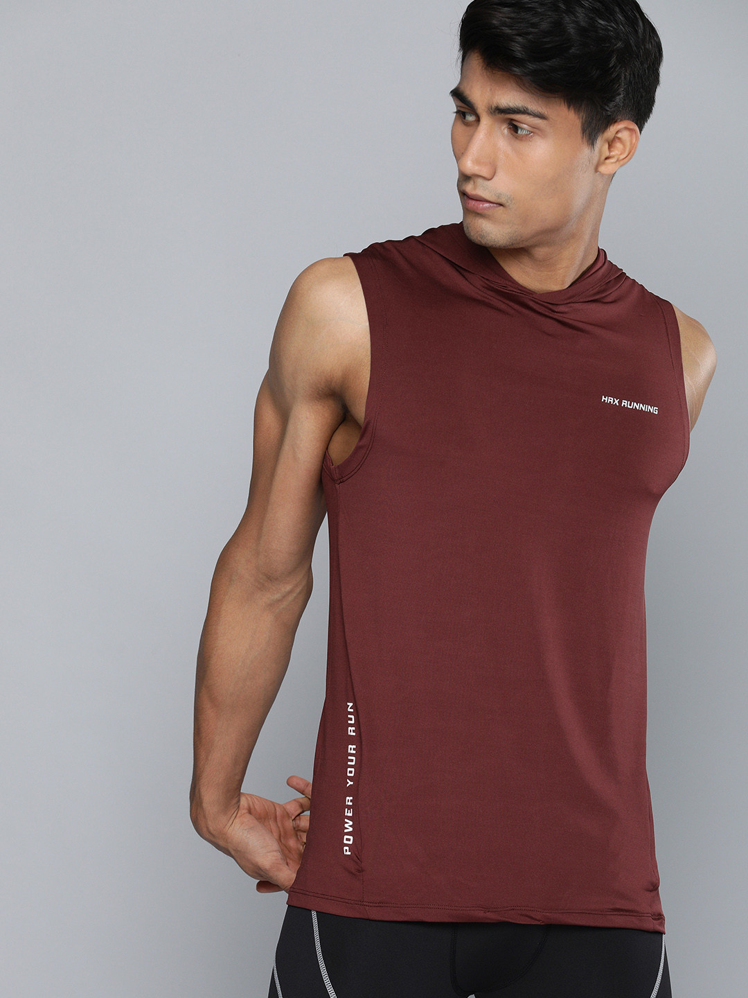 

HRX by Hrithik Roshan Men Burgundy & White Casual T-shirt