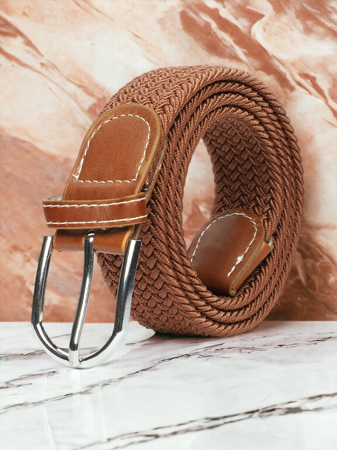 

CRUSSET Unisex Tan Brown Braided Belt