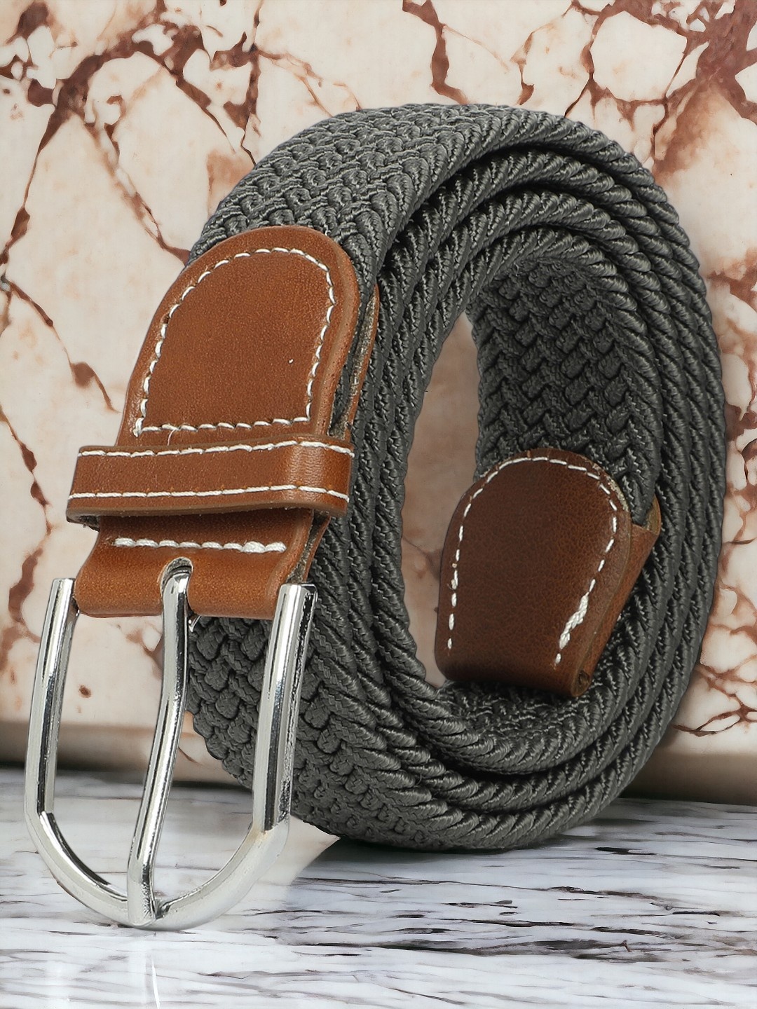 

CRUSSET Unisex Grey Braided Belt