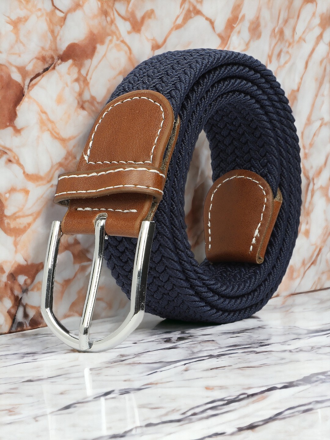 

CRUSSET Unisex Navy Blue Braided Belt