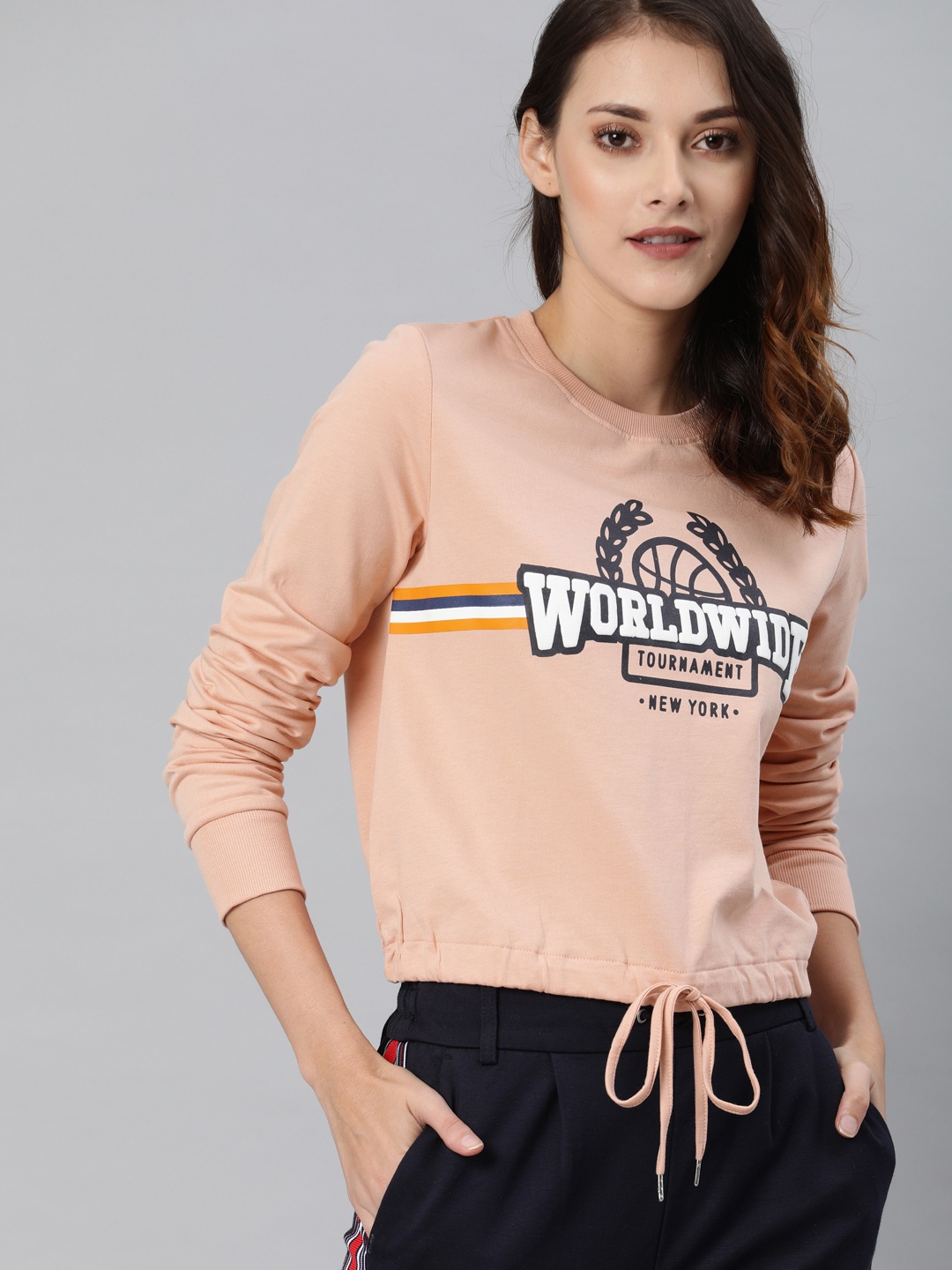 

ONLY Pink Typographic Print Sweatshirt, Peach