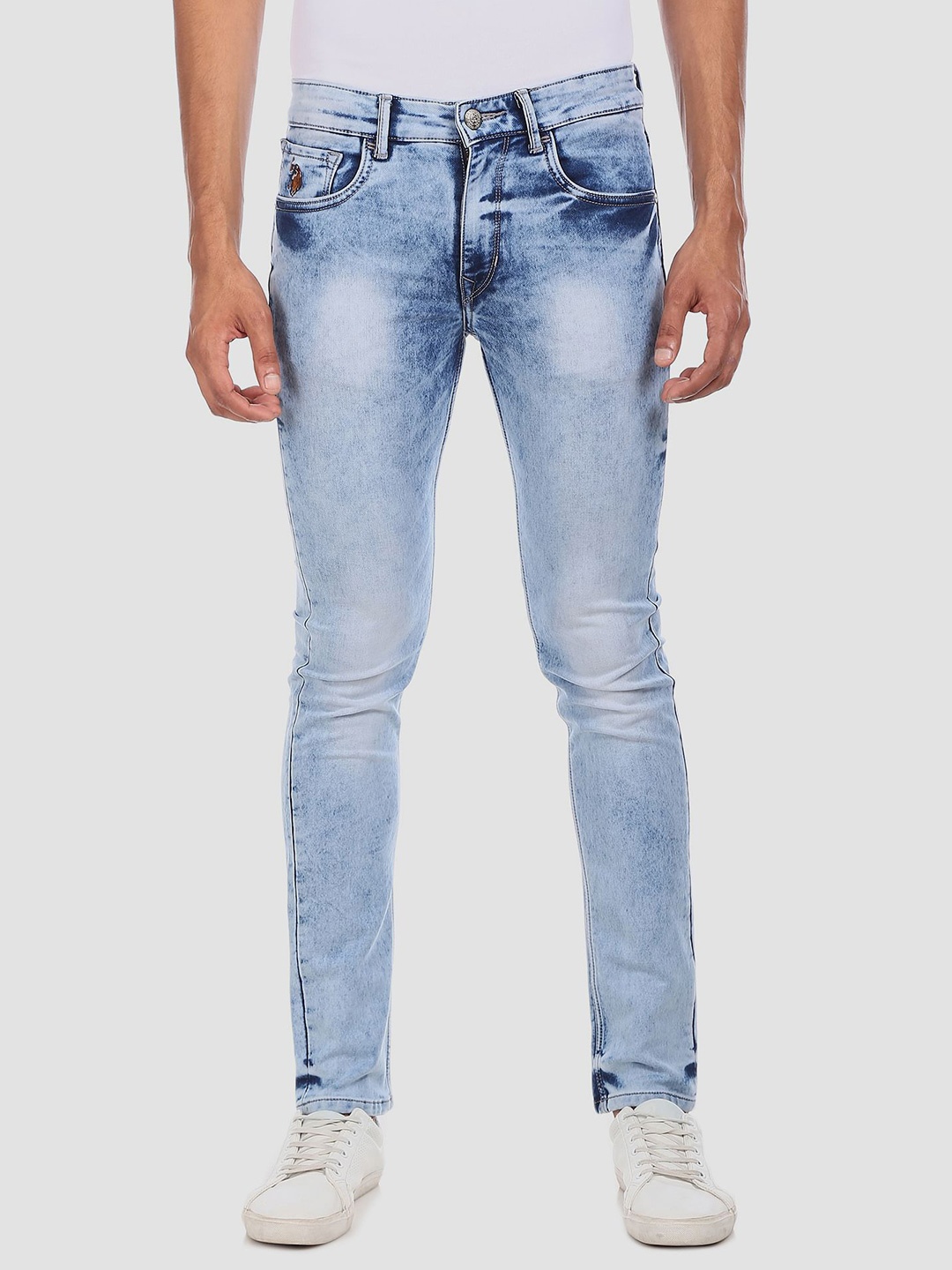 

U.S. Polo Assn. Denim Co. Men Blue Slim Tapered Fit Mid-Rise Clean Look Stretchable Jeans