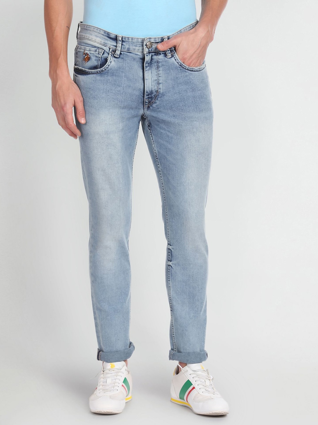 

U.S. Polo Assn. Denim Co. Men Blue Slim Fit Mid-Rise Clean Look Stretchable Jeans
