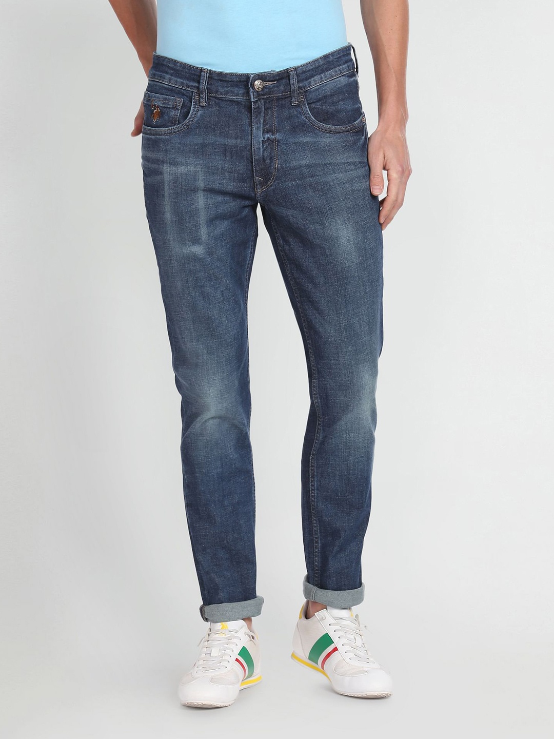 

U.S. Polo Assn. Denim Co. Men Blue Slim Fit Mid-Rise Clean Look Stretchable Jeans